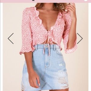 Red floral crop top